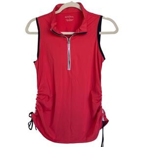 Kinona Hot Pink Sleeveless Golf Polo S Quarter Zip Mandarin Collar Cinch Hem
